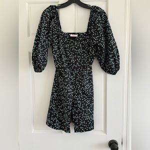 NWOT PARKER Navy, puff sleeve, button front dress- size small